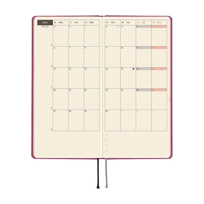 Hobonichi Hobonichi Techo Weeks 2026 Mega Colors: Peony Purple