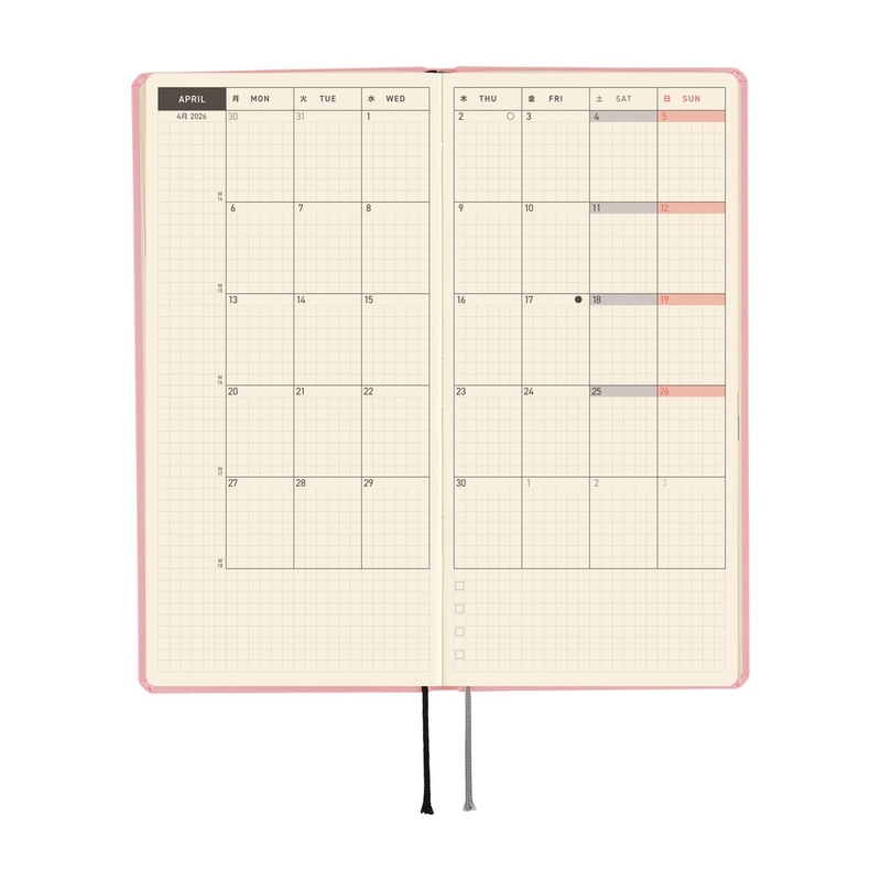 Hobonichi Hobonichi Techo Weeks 2026 Mega Colors: Strawberry Milk