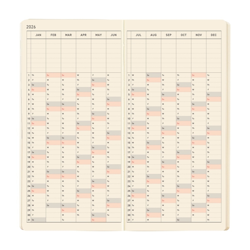 Hobonichi Hobonichi Techo Weeks 2026 Mega Sneaker: Tomato Red