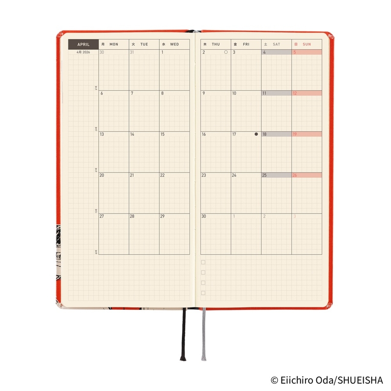 Hobonichi Hobonichi Techo Weeks 2026 ONE PIECE magazine: Straw Hat Luffy (Red)