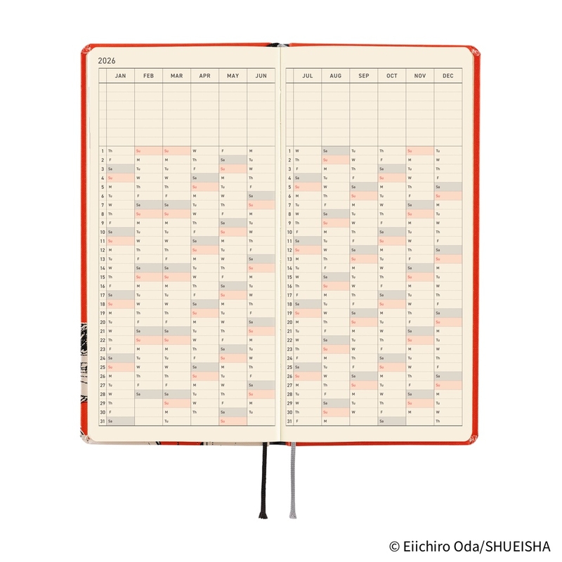 Hobonichi Hobonichi Techo Weeks 2026 ONE PIECE magazine: Straw Hat Luffy (Red)