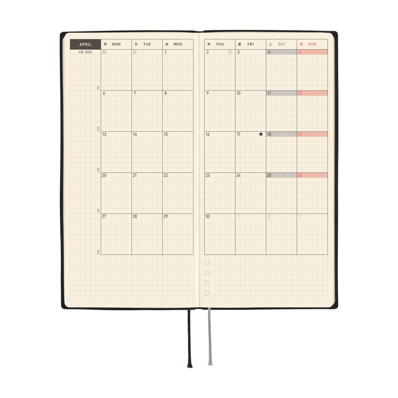 Hobonichi Hobonichi Techo Weeks 2026 White Line: Black