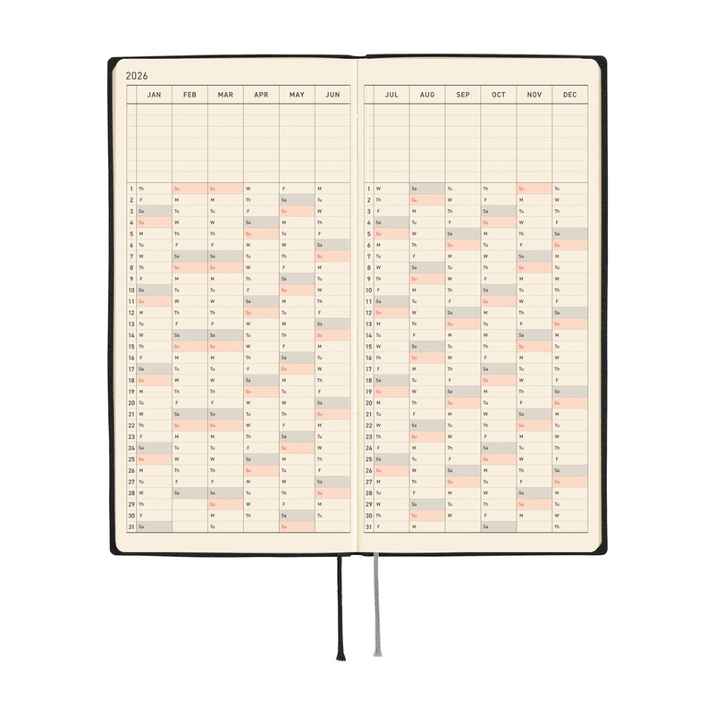 Hobonichi Hobonichi Techo Weeks 2026 White Line: Black