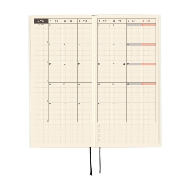 Hobonichi Hobonichi Techo Weeks 2026 White Line: Ivory