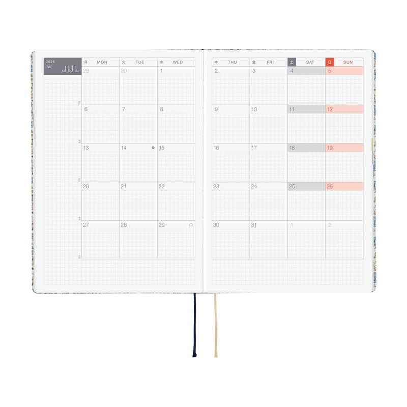 Hobonichi Hobonichi Hon A5 Liberty Fabrics: Sasha Kiora Agenda 2026 Giornaliera