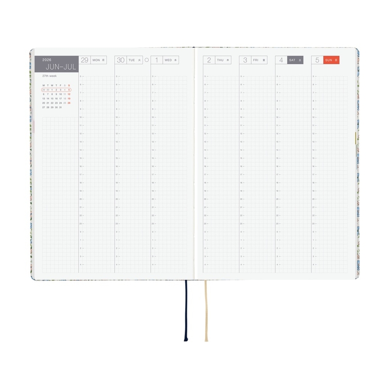 Hobonichi Hobonichi Hon A5 2026 Liberty Fabrics: Sasha Kiora