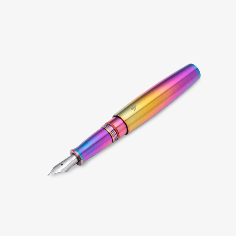 Gravitas Gravitas Pocket Fountain Pen Grade 5 Titanium Rainbow Skittle PVD
