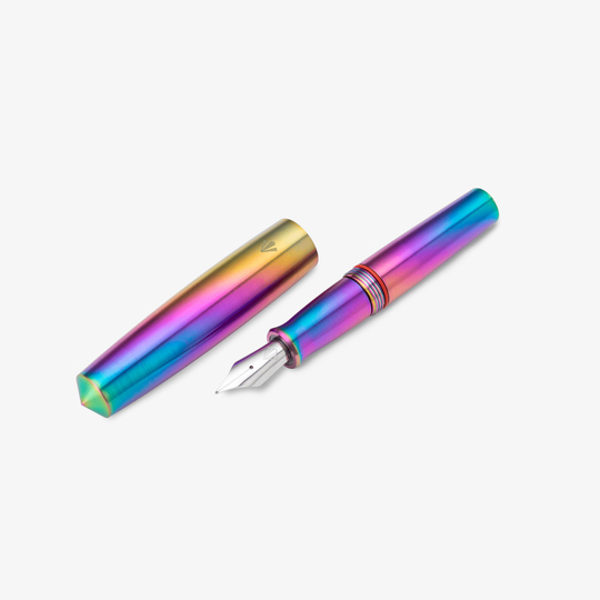Gravitas Pocket Fountain Pen Grade 5 Titanium Rainbow Skittle PVD