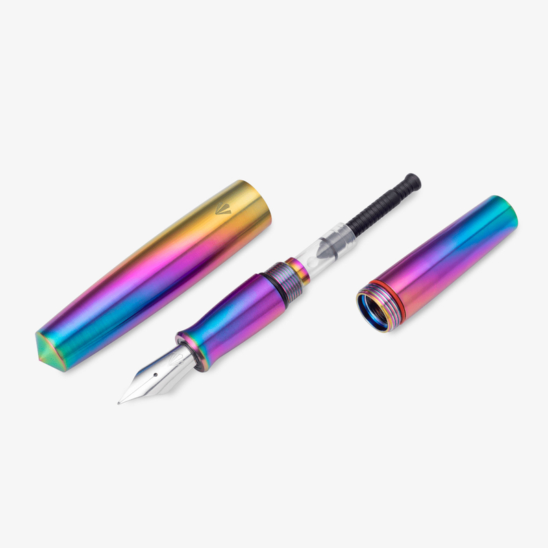 Gravitas Gravitas Pocket Fountain Pen Grade 5 Titanium Rainbow Skittle PVD