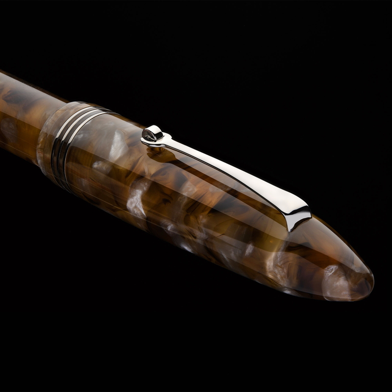 Leonardo Officina Italiana Leonardo Furore Fountain Pen Acque Ambrate & Rhodium