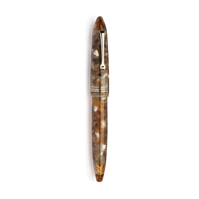 Leonardo Officina Italiana Leonardo Furore Fountain Pen Acque Ambrate & Rhodium 14k