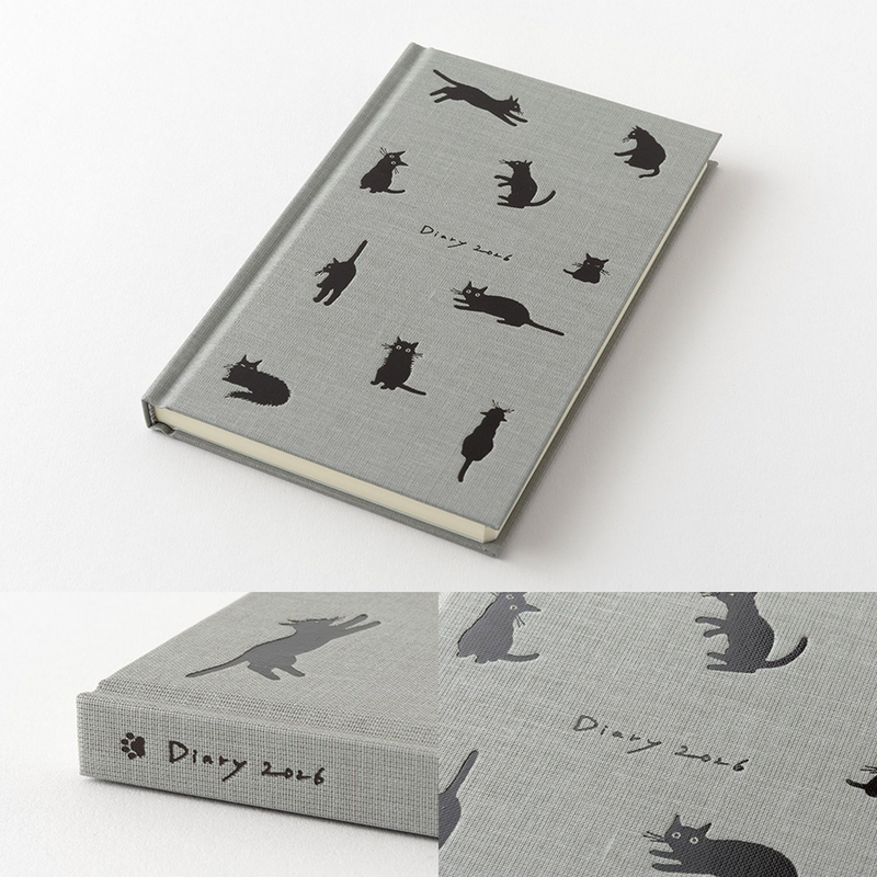Midori Midori Book Style Diary 2026 Agenda Settimanale B6 Gatti Grigia