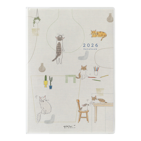 Midori Pocket Diary 2026 Agenda Settimanale B6 Gatti