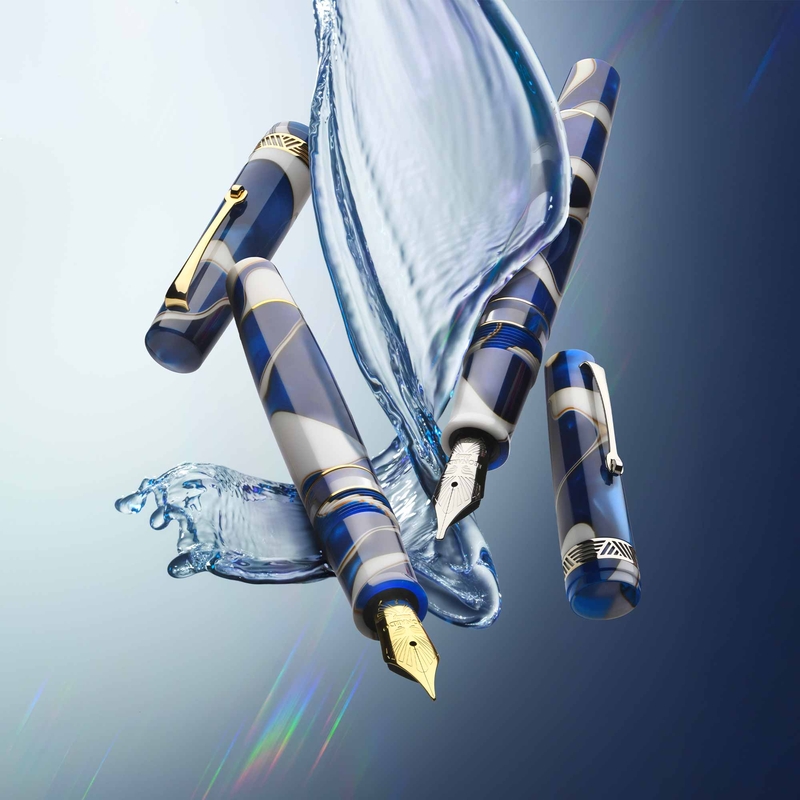 Leonardo Officina Italiana Leonardo Momento Magico Fountain Pen Blue Wave & Gold