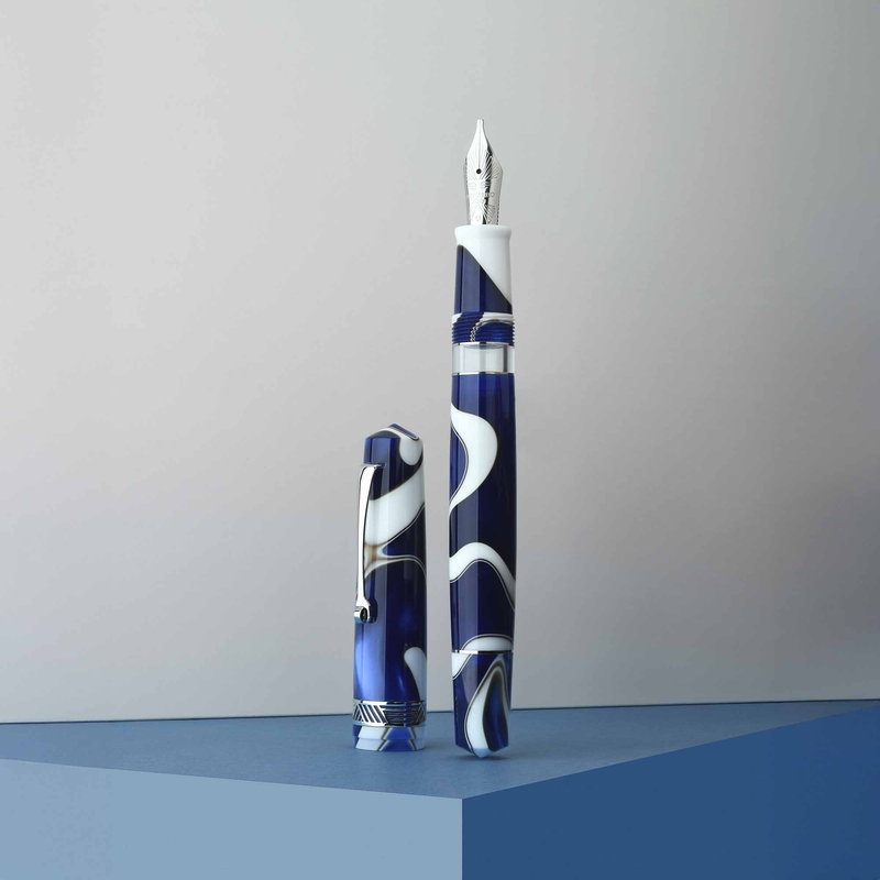 Leonardo Officina Italiana Leonardo Momento Magico Fountain Pen Onda Blu & Rhodium