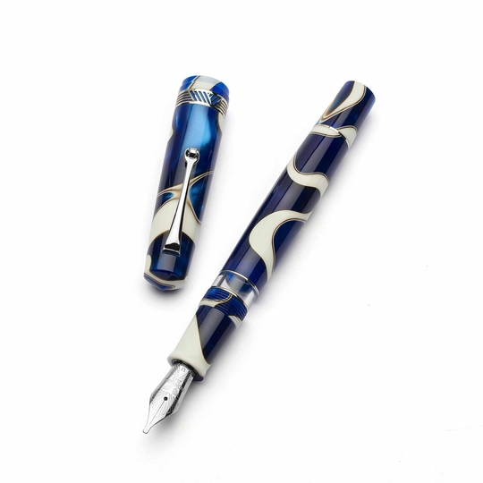 Leonardo Momento Magico Penna Stilografica Onda Blu & Rodio 14k