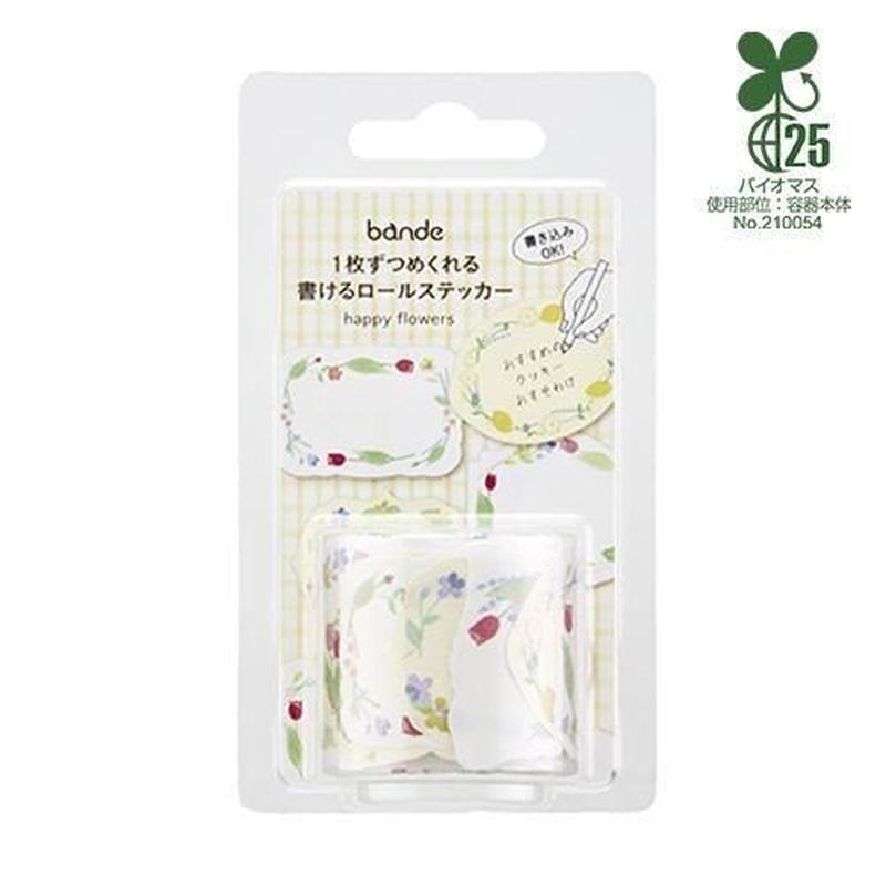 Bande Bande Washi Tape Writable Roll Sticker Happy Flowers