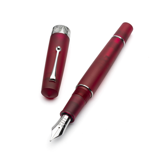 Leonardo Momento Zero Grande Pura Fountain Pen Red & Rhodium No. 8 Nib