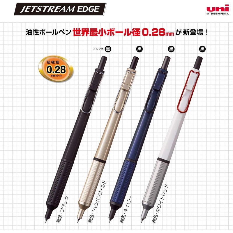 Uni Uni Jetstream Edge 0.28 mm Ballpoint Pen White Red
