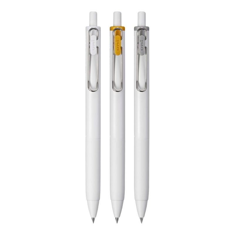 Uni Uni-ball One 0.5 mm Set di 3 Penne Gel Bianca - Argento - Oro