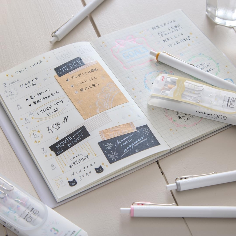 Uni Uni-ball One 0.38 mm Set of 3 Gel Pens White - Silver - Gold