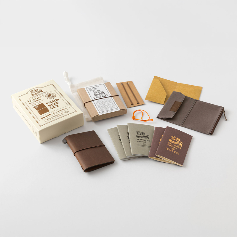 Traveler's Company Traveler's Notebook Card Size 20th Anniversary Set Brown