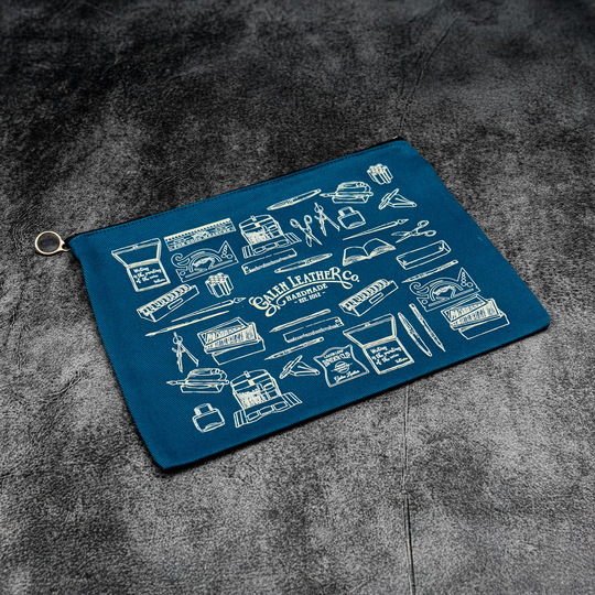 Galen Leather Canvas Clutch Blue