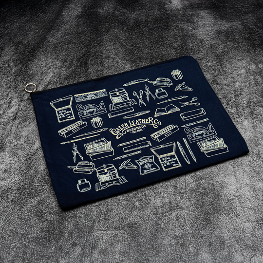 Galen Leather Canvas Clutch Navy Blue