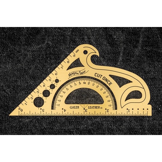 Galen Leather The Drafting Companion Righello Multiuso in Ottone