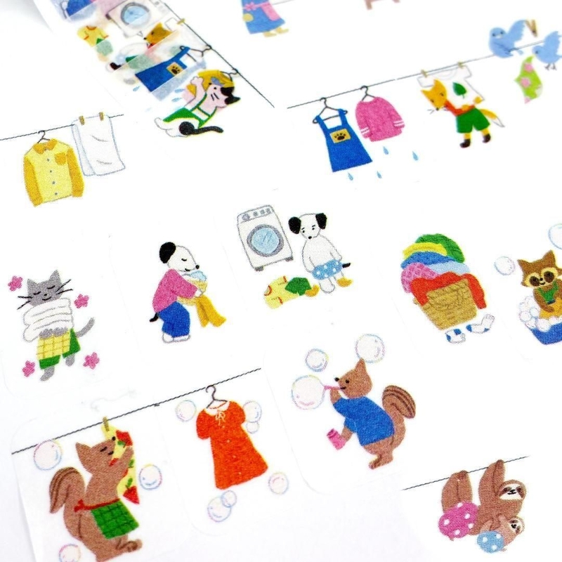 Bande Bande Washi Tape Laundry Together: Carefree Animals