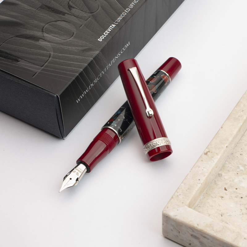 Dolcevita Leonardo x Dolcevita Momento Zero Fountain Pen Marmo Pompei & Rhodium