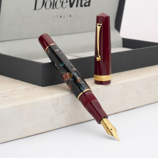 Leonardo x Dolcevita Momento Zero Fountain Pen Marmo Pompei & Gold