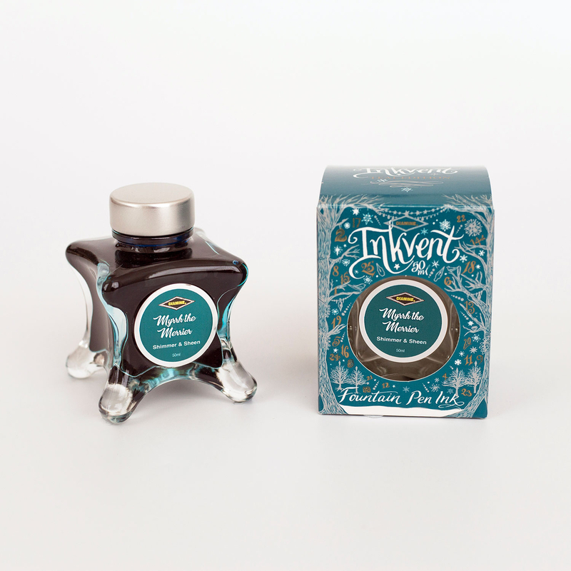 Diamine Diamine Inkvent Myrrh the Merrier Inchiostro 50 ml Teal Edition Shimmer and Sheen