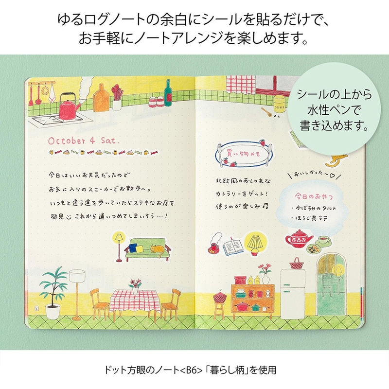 Midori Midori Yuru Log Decoration Stickers 2 Sheets Daily Life