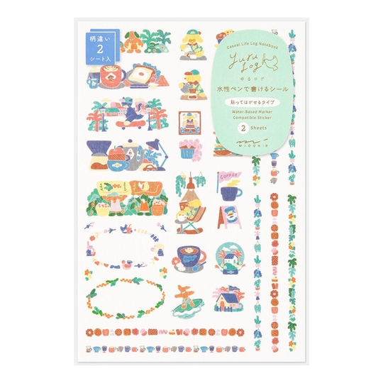 Midori Yuru Log Decoration Stickers 2 Sheets Coffee Shop