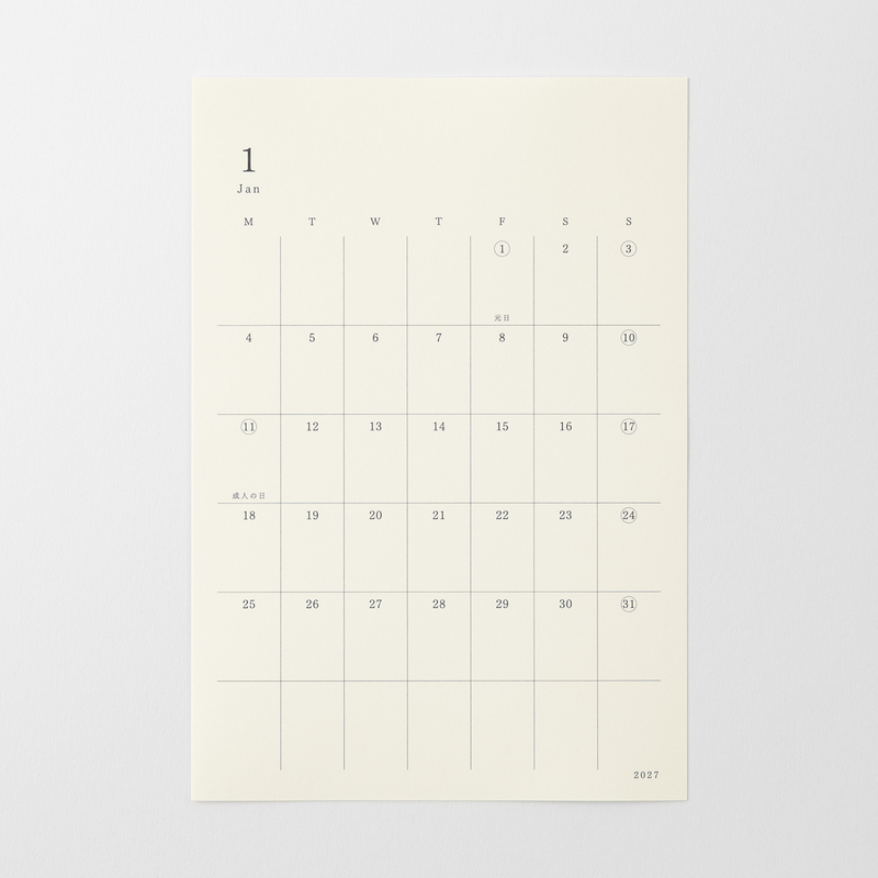 MD Paper MD Diary Sticker -M- Agenda 2027 Mensile Adesiva