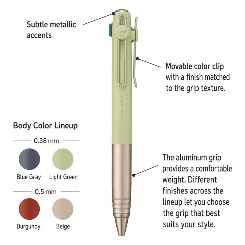 Uni Uni-ball Zento Flow 3 Color 0.38 mm Penna Multifunzione Navy