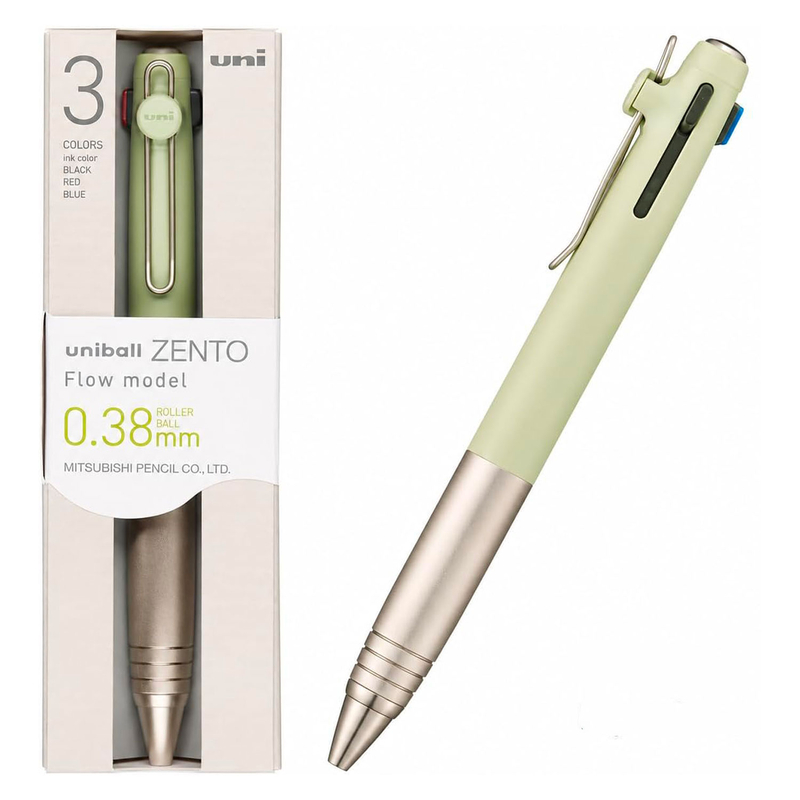 Uni Uni-ball Zento Flow 3 Color 0.38 mm Penna Multifunzione Verde