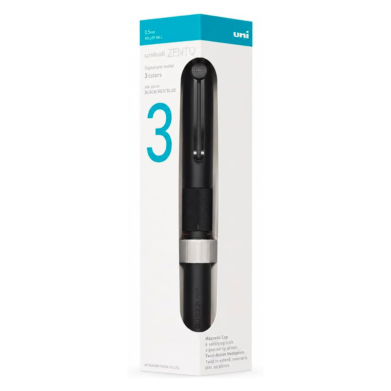 Uni Uni-ball Zento Signature 3 Color 0.5 mm Penna Multifunzione Nera