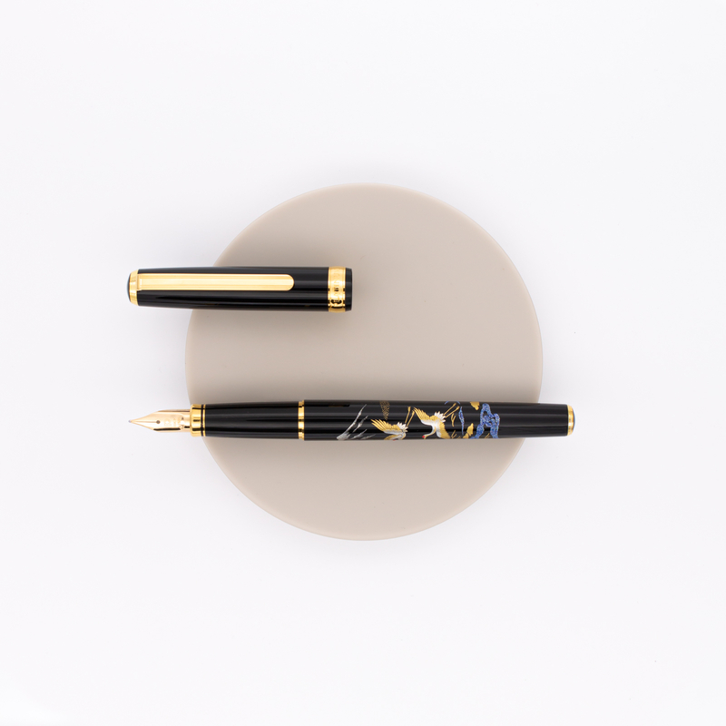 Platinum Vicoh Modern Maki-e Fountain Pen Crane & Mt. Fuji