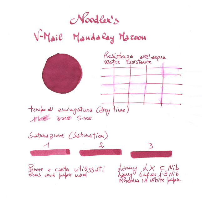 Noodler's V-Mail Mandalay Maroon Inchiostro 3 oz
