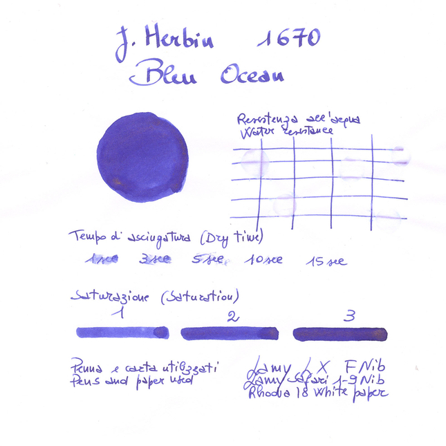 Herbin 1670 Bleu Ocean Ink Bottle 50 ml