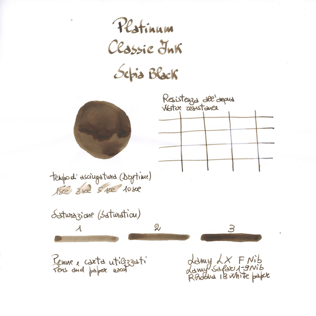 Platinum Classic Ink Sepia Black Inchiostro 60 ml