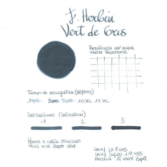 Herbin Vert de Gris 6 Ink Cartridges